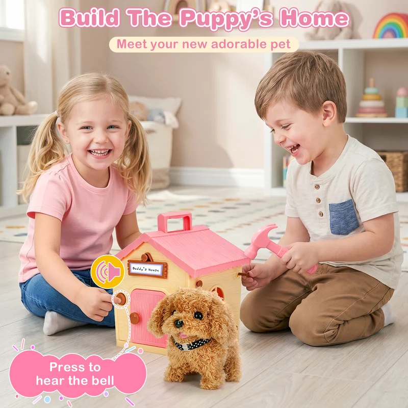 18-Piece Walking Robot Puppy Toy with Dog House & Leash