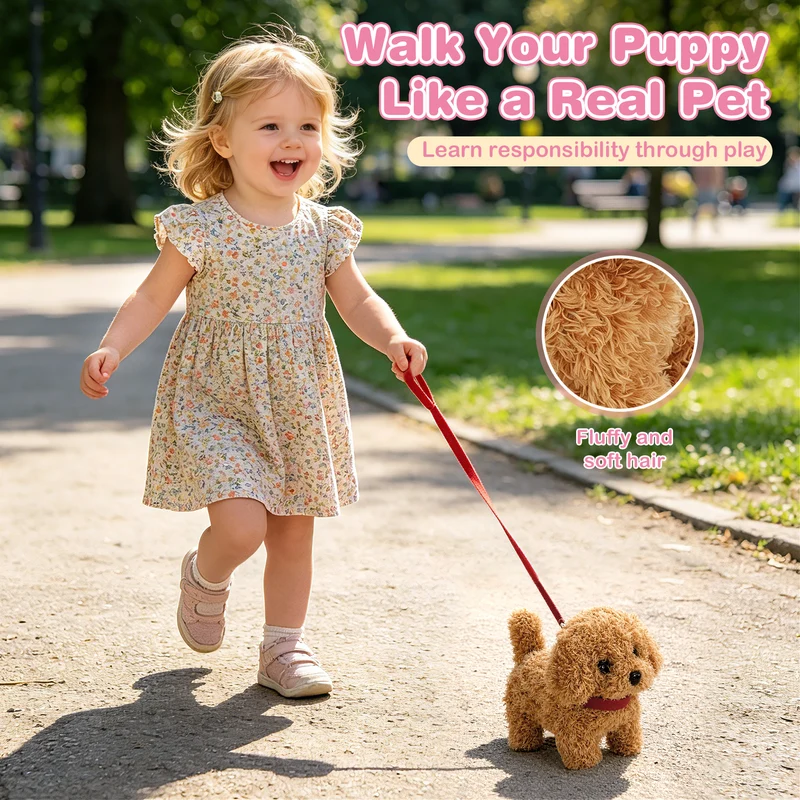 18-Piece Walking Robot Puppy Toy with Dog House & Leash