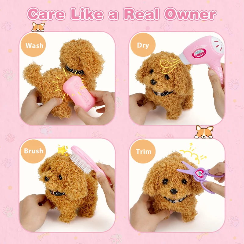 18-Piece Walking Robot Puppy Toy with Dog House & Leash