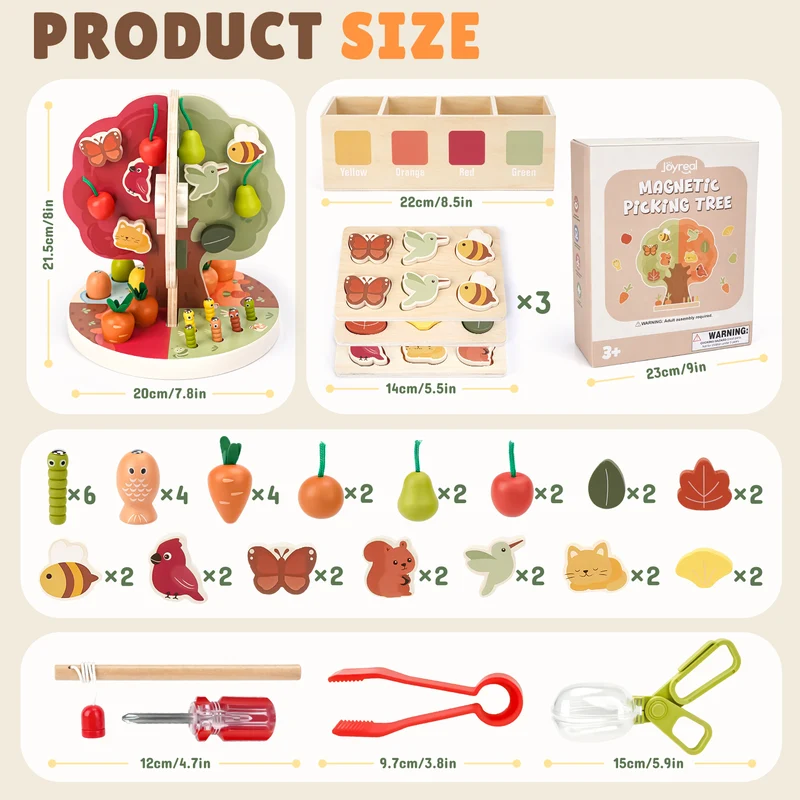 9-in-1 Montessori Sorting & Stacking Apple Tree Toy