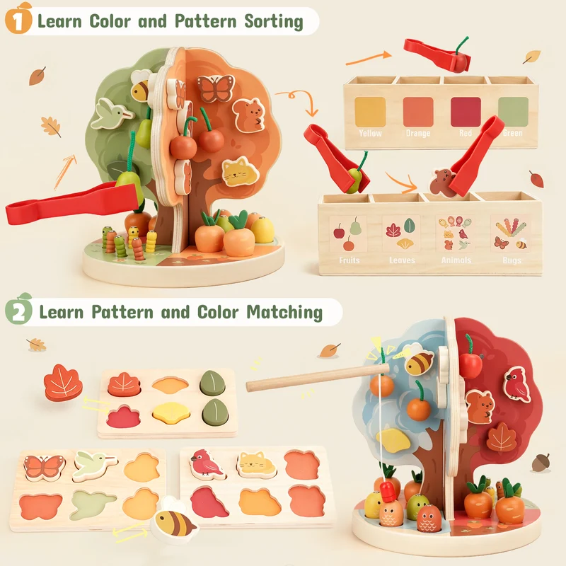 9-in-1 Montessori Sorting & Stacking Apple Tree Toy