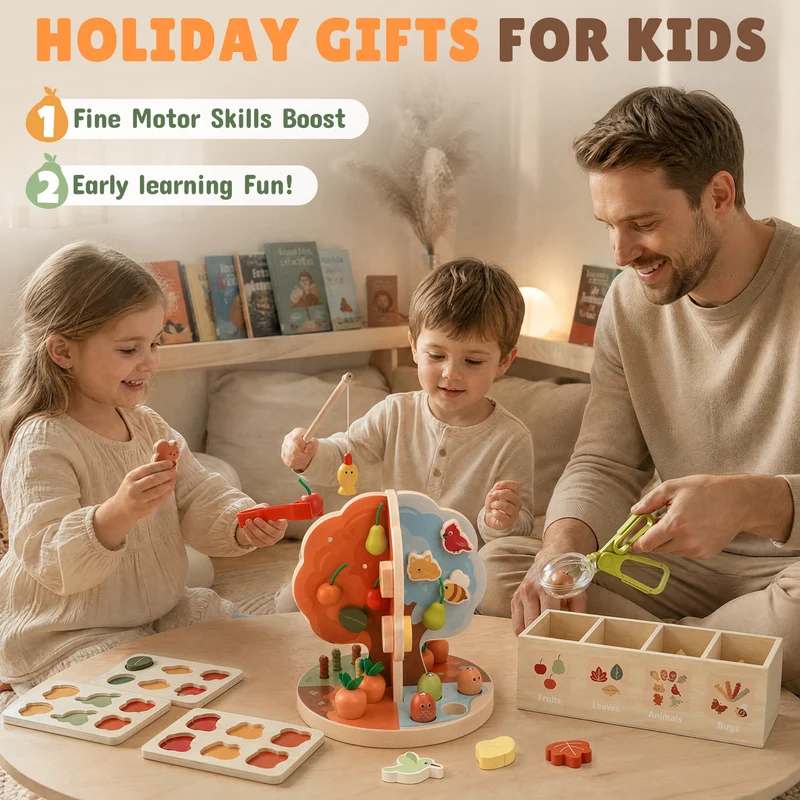 9-in-1 Montessori Sorting & Stacking Apple Tree Toy