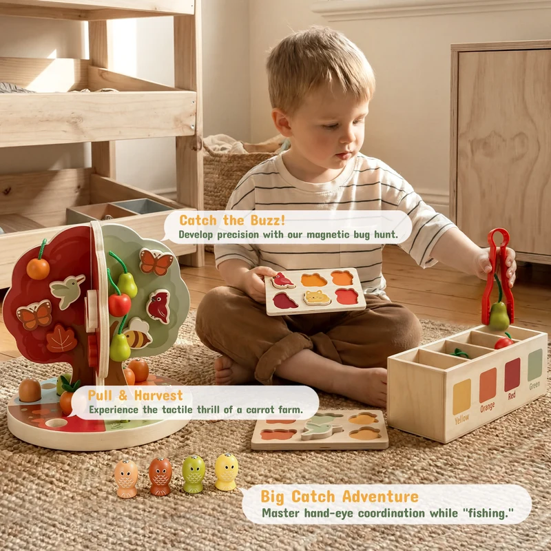 9-in-1 Montessori Sorting & Stacking Apple Tree Toy