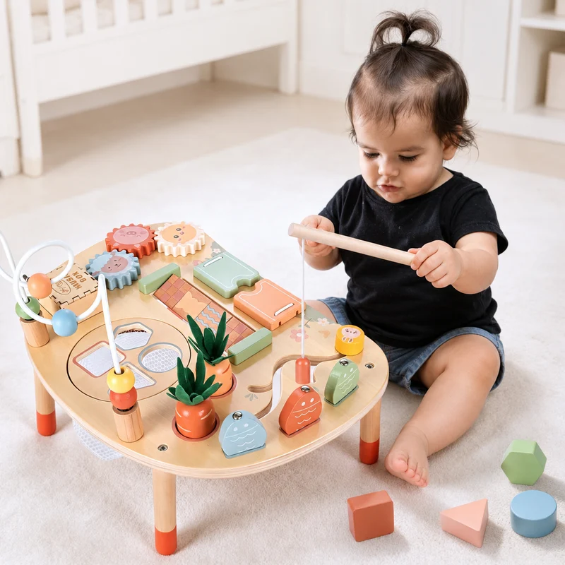 9-in-1 Wooden Activity Table Montessori Toys for Toddlers