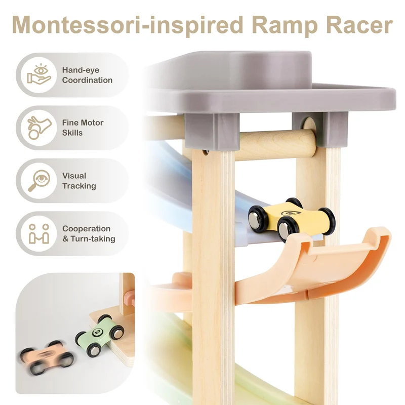 Car Ramp Toy with 4 Cars for Toddlers Ages 1–3