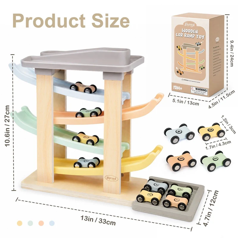 Car Ramp Toy with 4 Cars for Toddlers Ages 1–3