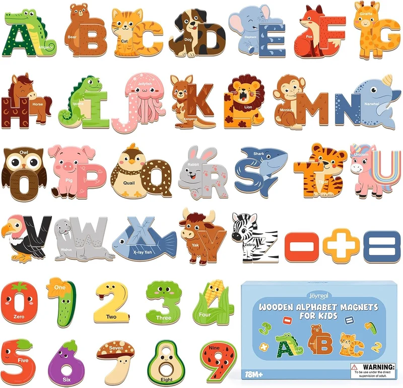 ALL-IN-ONE Fridge Magnets for Toddler, 65PCS Fridge Magnetic Alphabet Learning Toys