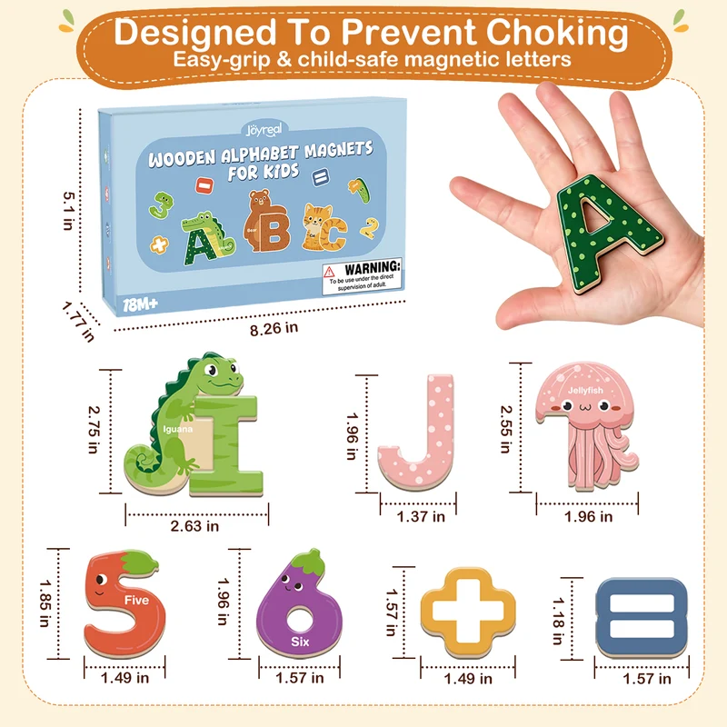 ALL-IN-ONE Fridge Magnets for Toddler, 65PCS Fridge Magnetic Alphabet Learning Toys