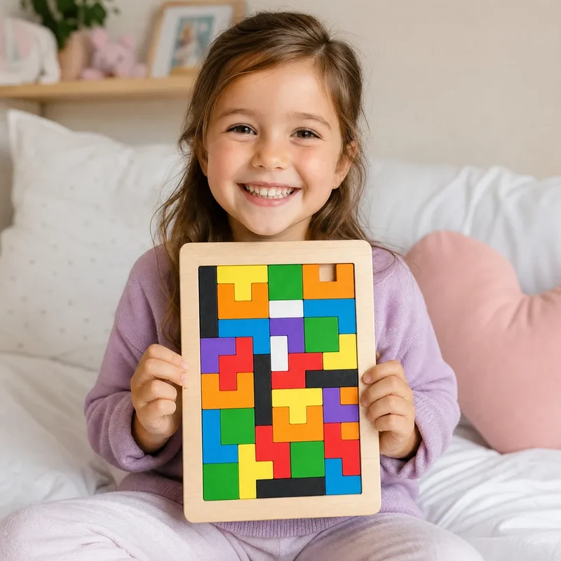 Puzzle Tetris en Bois