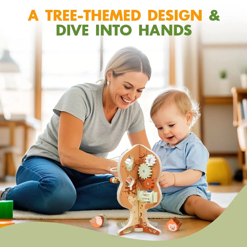8-in-1 Wooden Activity Cube for 1-3 Year Olds