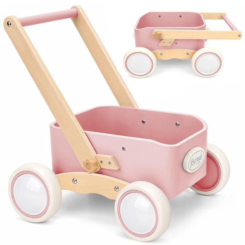 2-in-1 Wooden Baby Walker Wagon for Toddlers
