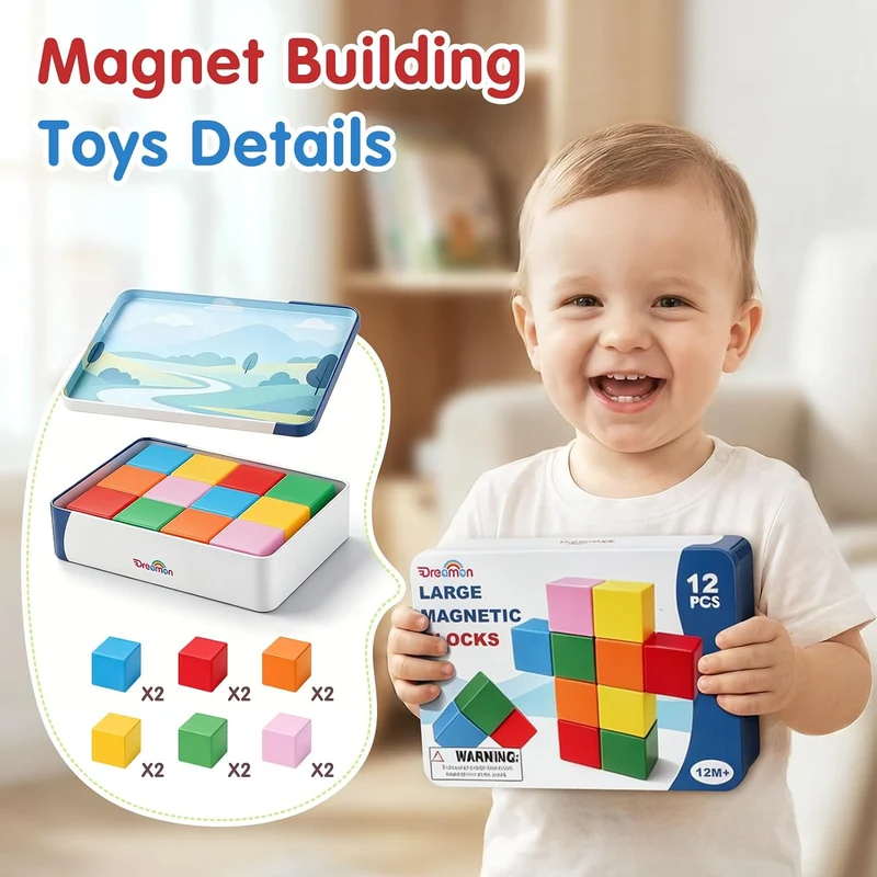 Large Magnetic Building Blocks STEM Magnets Toys for Kids
