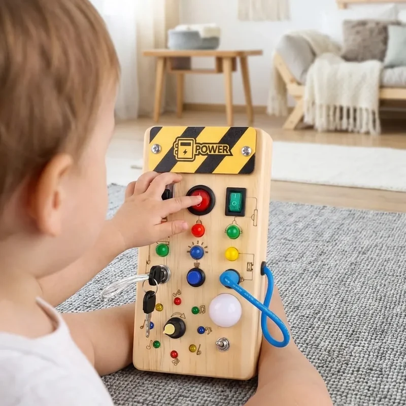 Planche Sensorielle Montessori en Bois avec Interrupteurs