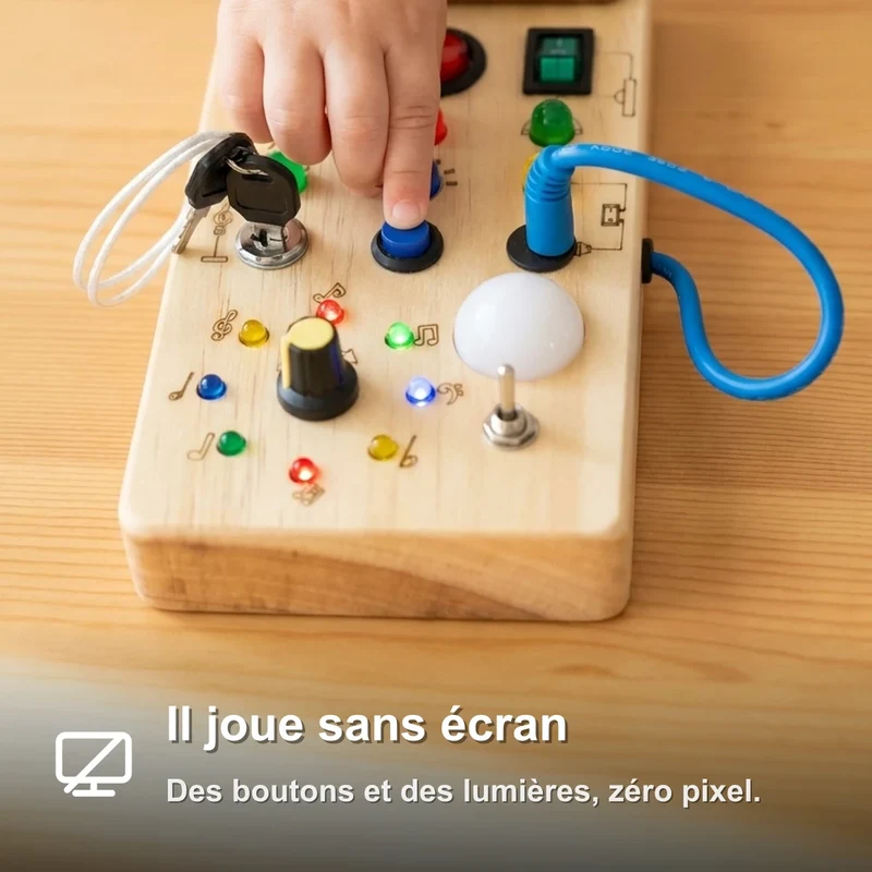 Planche Sensorielle Montessori en Bois avec Interrupteurs