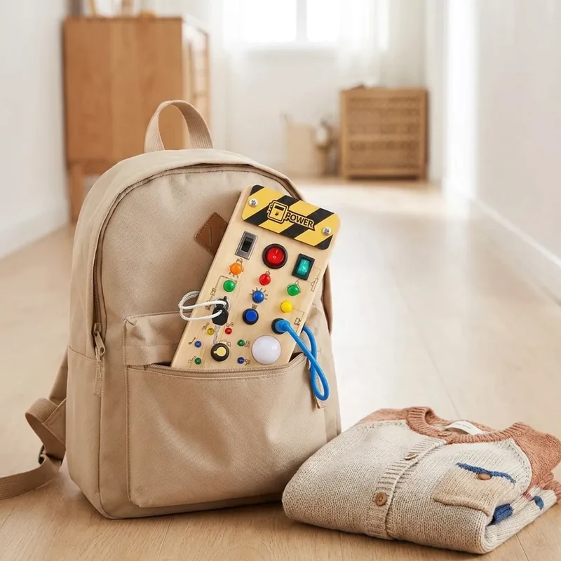 Planche Sensorielle Montessori en Bois avec Interrupteurs