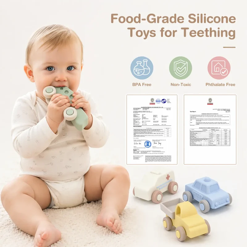Silicone Car Teething Toys for Baby 6M+