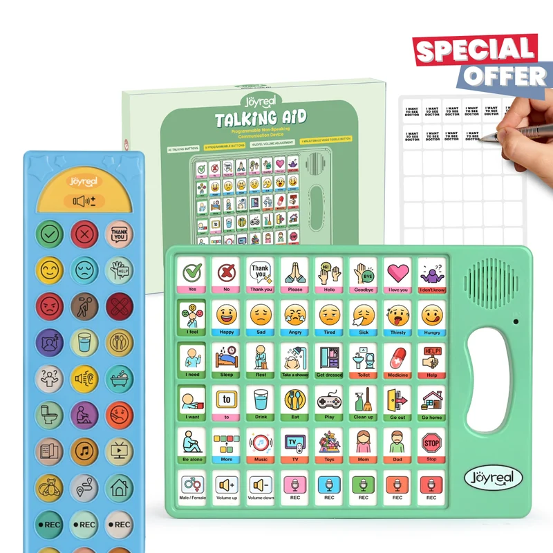 Joyreal AAC Speech Device Bundle, Communication Board for Autism Nonverbal Children & Early Language Support