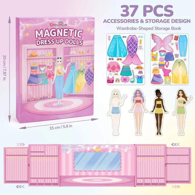 Magnetic Dress Up Dolls Set for Girls – 42PCS Princess & Mermaid Kit