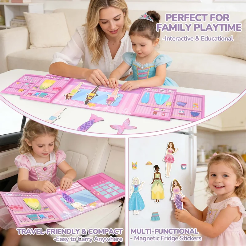 Magnetic Dress Up Dolls Set for Girls – 42PCS Princess & Mermaid Kit