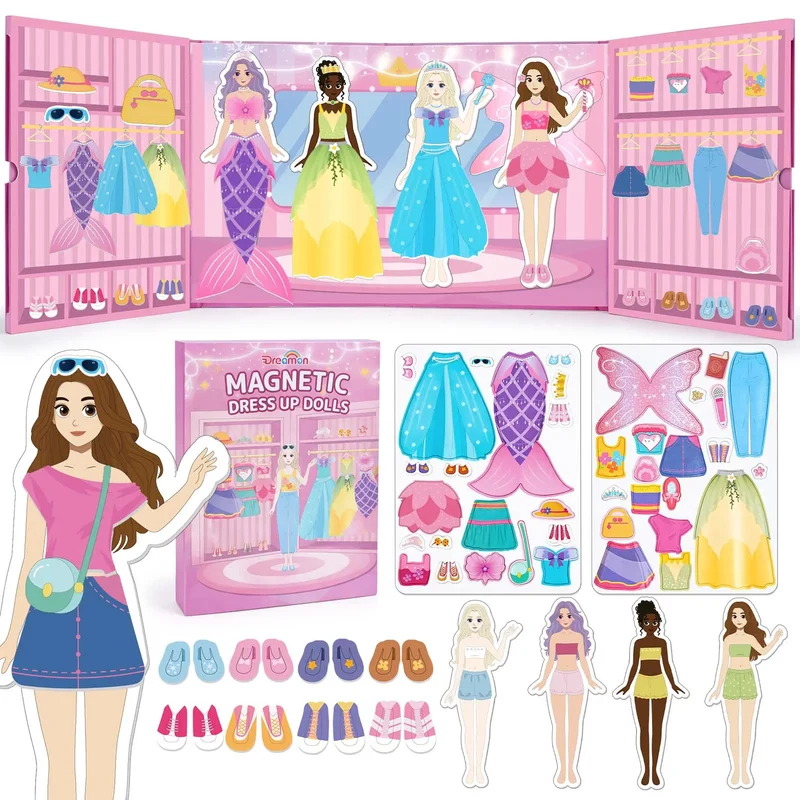 Magnetic Dress Up Dolls Set for Girls – 42PCS Princess & Mermaid Kit