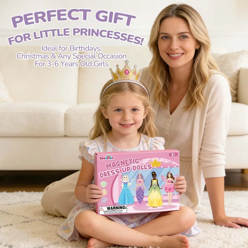 Magnetic Dress Up Dolls Set for Girls – 42PCS Princess & Mermaid Kit