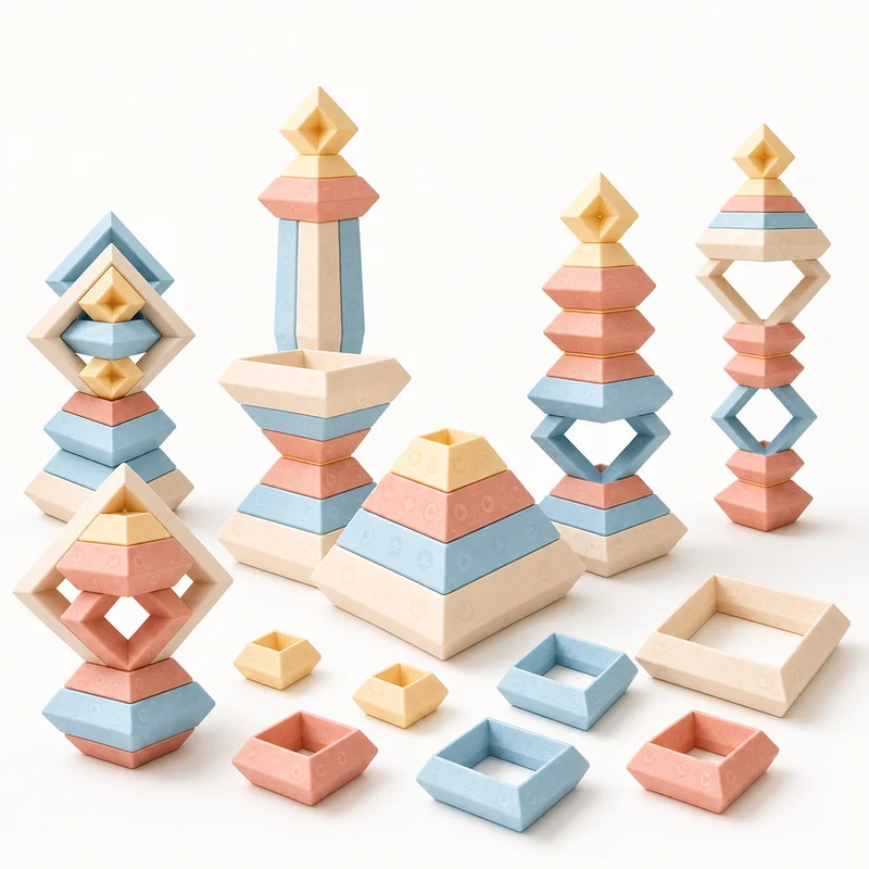 Toddler Montessori Stacking Blocks, 30PCS Nesting Blocks for Ages 1–3