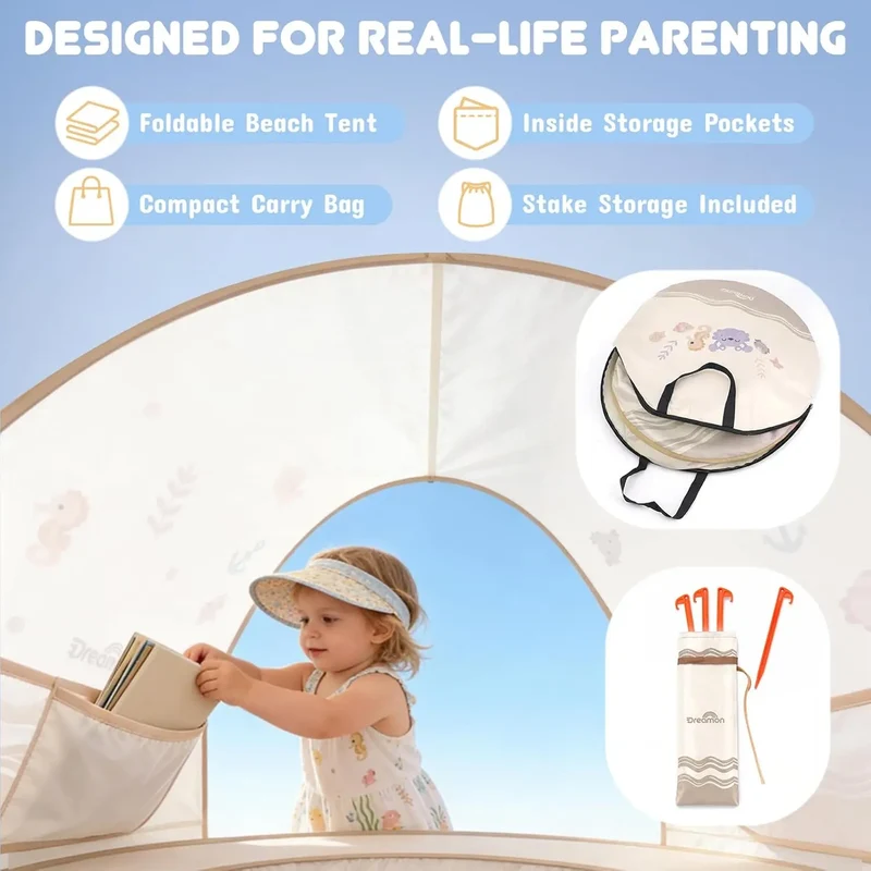 Pop-Up Beach Tent with Baby Pool – UV Protection Tent for Beach, Garden & Outdoor