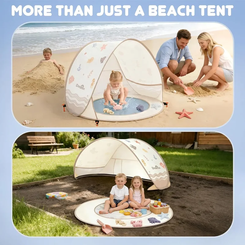 Pop-Up Beach Tent with Baby Pool – UV Protection Tent for Beach, Garden & Outdoor