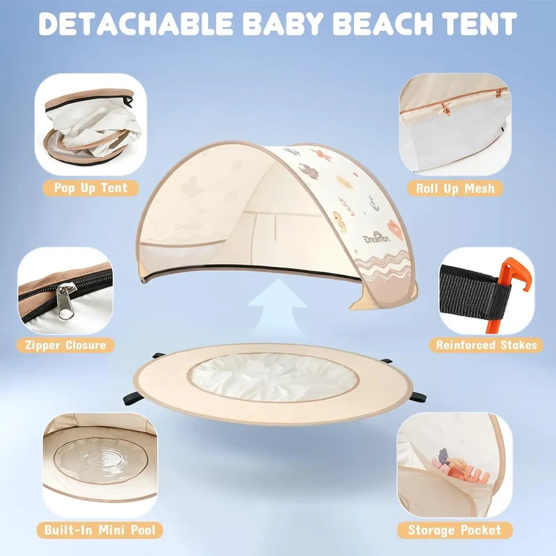 Pop-Up Beach Tent with Baby Pool – UV Protection Tent for Beach, Garden & Outdoor