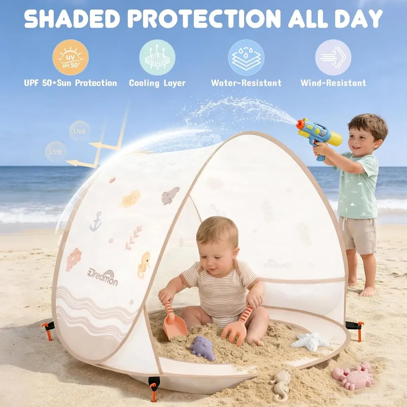 Pop-Up Beach Tent with Baby Pool – UV Protection Tent for Beach, Garden & Outdoor