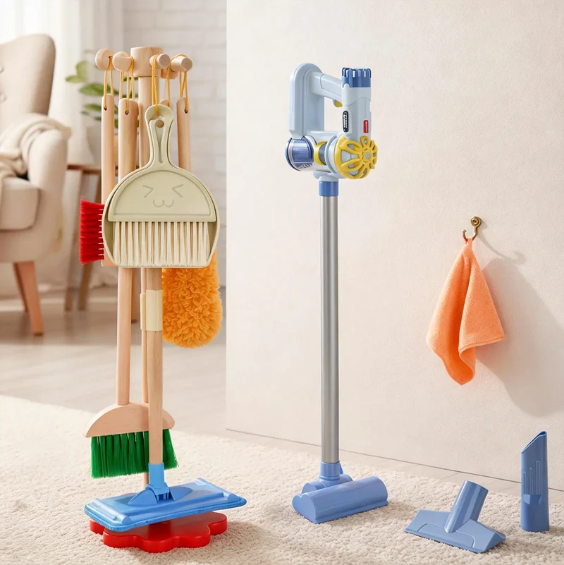 Wooden Cleaning Toys Set with Vacuum for Kids 3+
