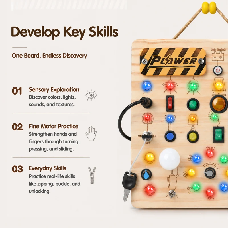 Montessori Power Busy Board for Early Learning Kids