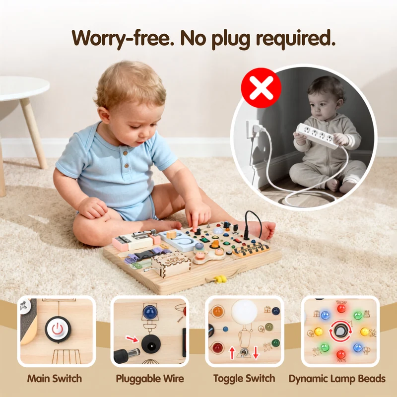 Montessori Power Busy Board for Early Learning Kids