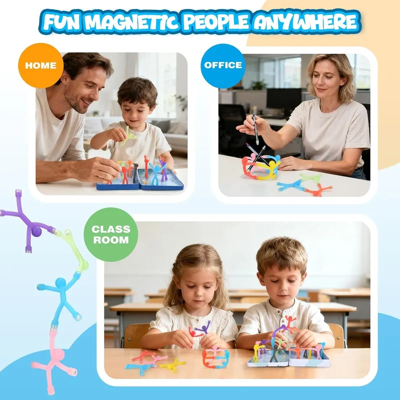 Magnetic People Figures Toys with Metal Box