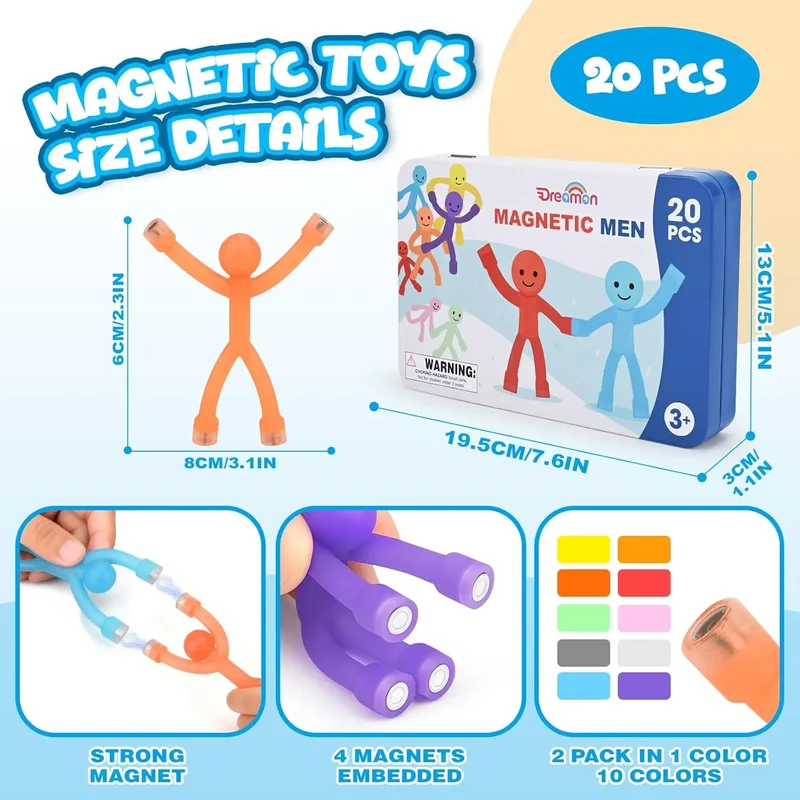 Magnetic People Figures Toys with Metal Box
