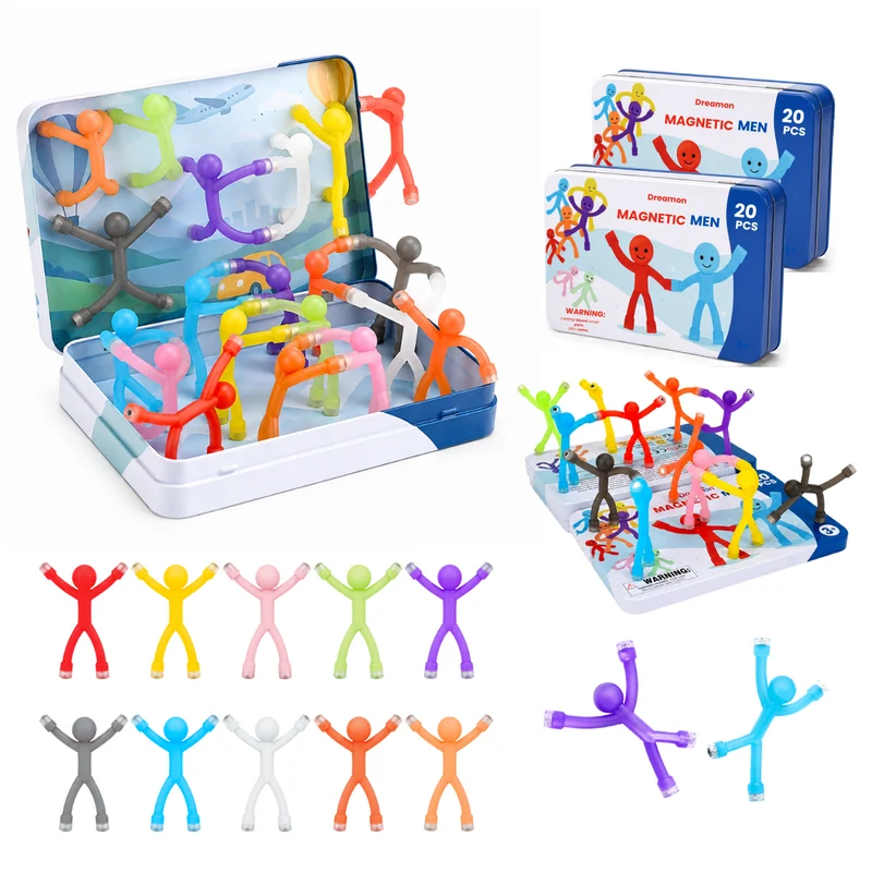 Magnetic People Figures Toys with Metal Box