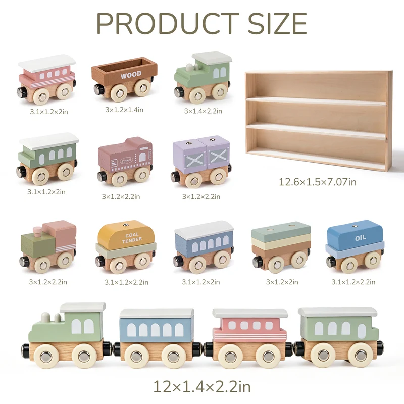 Montessori Magnetic Train Cars with Storage Gift Box for Toddlers