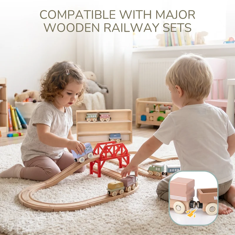 Montessori Magnetic Train Cars with Storage Gift Box for Toddlers