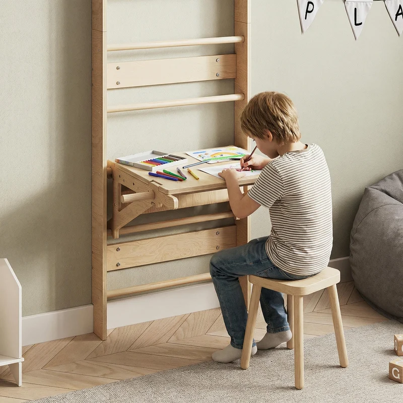 Kit Complet BusyKids EVERGYM MAX 6-en-1 : Espalier, Bureau et Accessoires