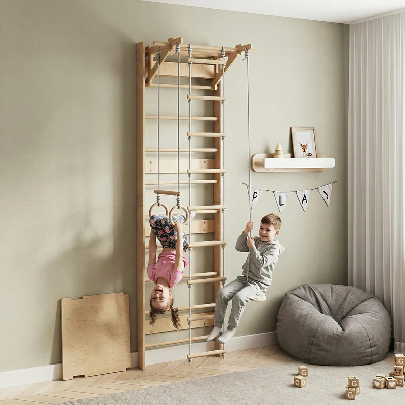 Kit Complet BusyKids EVERGYM MAX 6-en-1 : Espalier, Bureau et Accessoires
