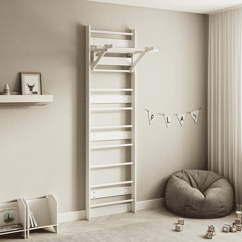 Espalier Suédois BusyKids EVERGYM MEDIUM avec Barre de Traction – Kit Sportif en Bois