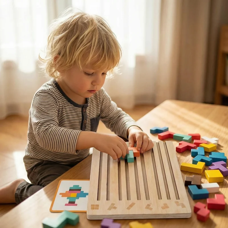Blocs de Construction Cérébrale Montessori : Jeu Éducatif en Bois pour Enfants