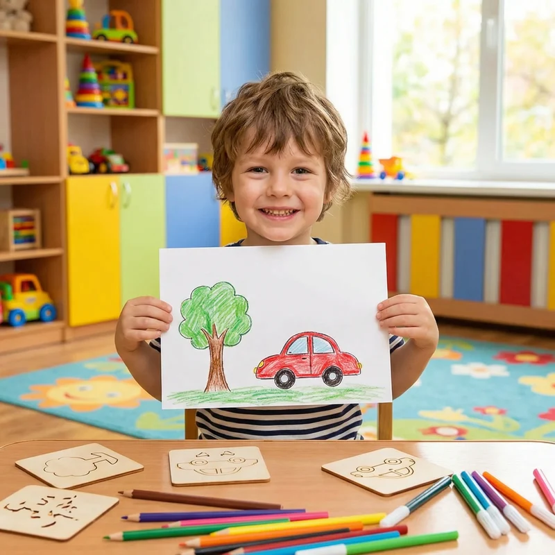 Pochoirs en Bois Montessori pour Enfants