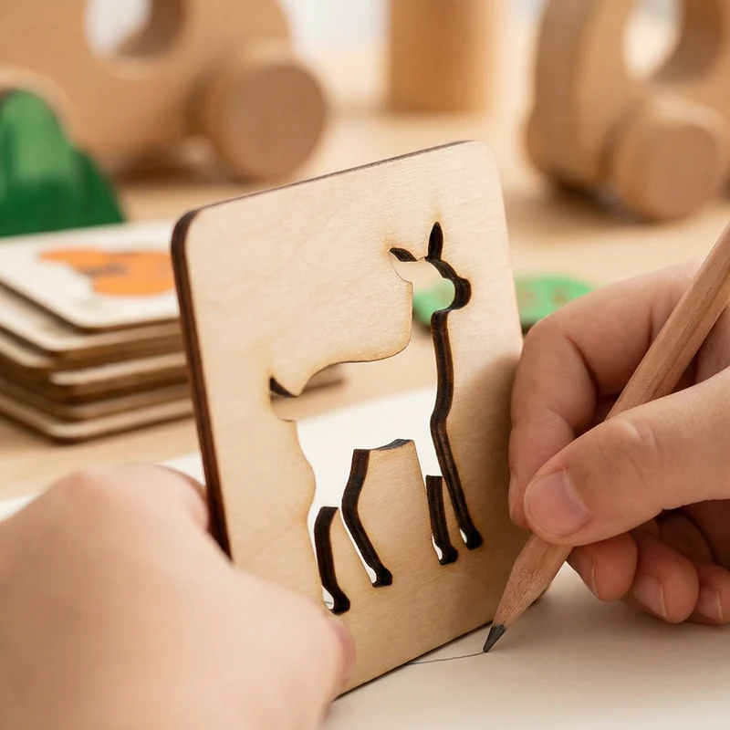 Pochoirs en Bois Montessori pour Enfants