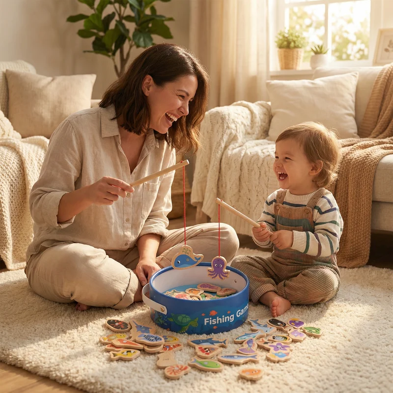 Jeu de Pêche Magnétique Montessori en Bois