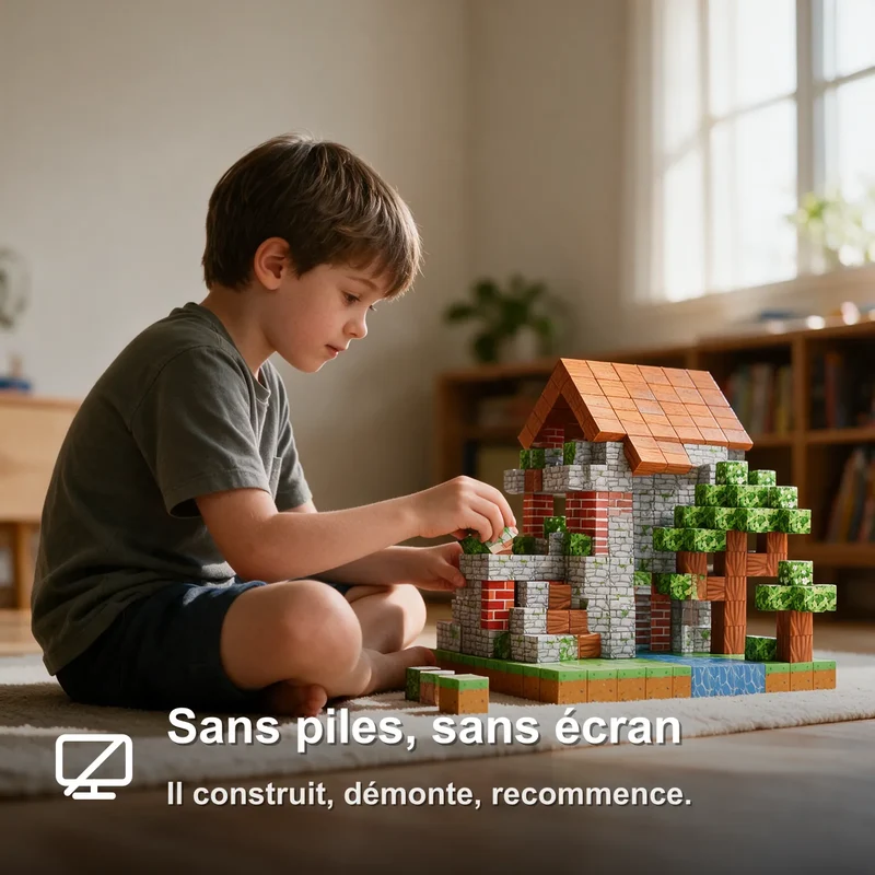 Bloc de Construction Magnétique Style Minecraft