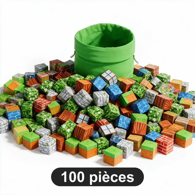 Bloc de Construction Magnétique Style Minecraft