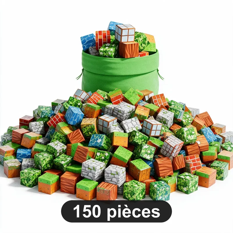 Bloc de Construction Magnétique Style Minecraft