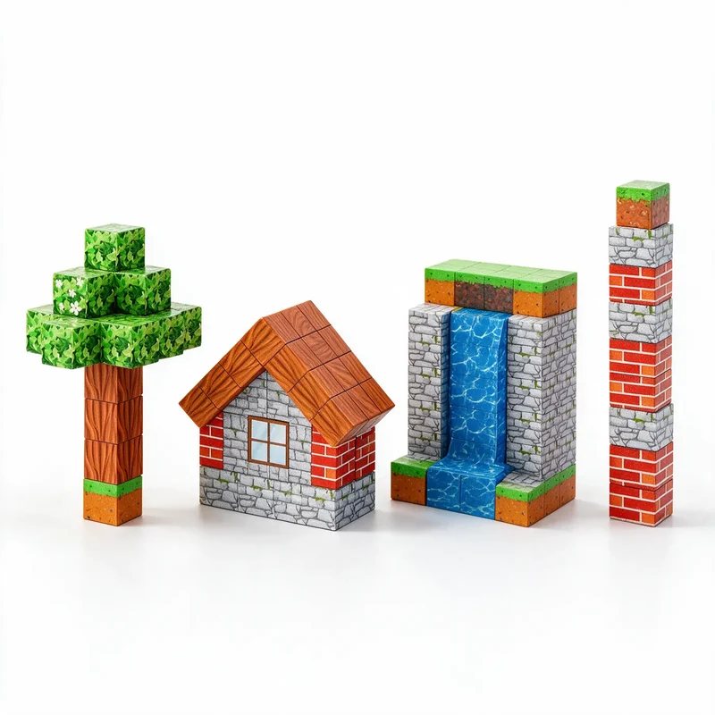 Bloc de Construction Magnétique Style Minecraft