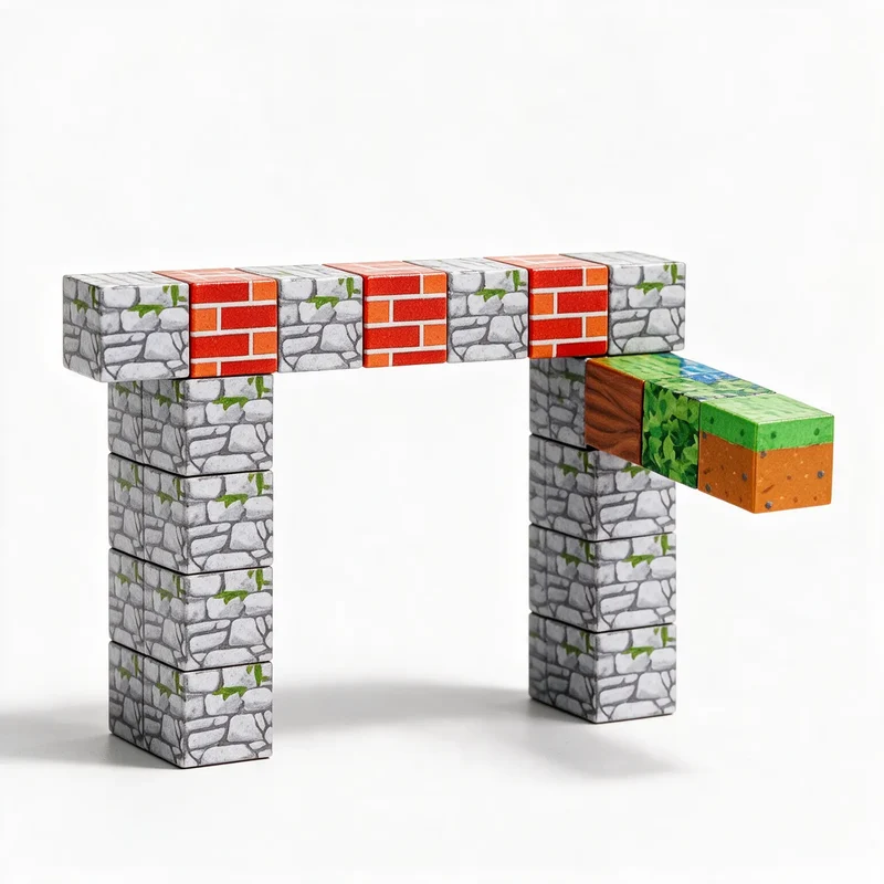 Bloc de Construction Magnétique Style Minecraft
